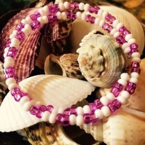 Priestess Miriam's Handcrafted Orisha Spirit Bead Bracelet Pink and White
