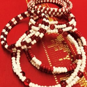Priestess Miriam's Handcrafted Orisha Spirit Bead Bracelet Red and White